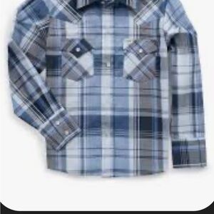 Ely Cattleman Blue and White Plaid Kids Shirt
